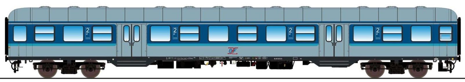 H0 Silberling / n-Wagen Bnrz 451.4, 80 22-34 240-8, 2. Kl, GfF Ep. VI, blau-weiß, DC